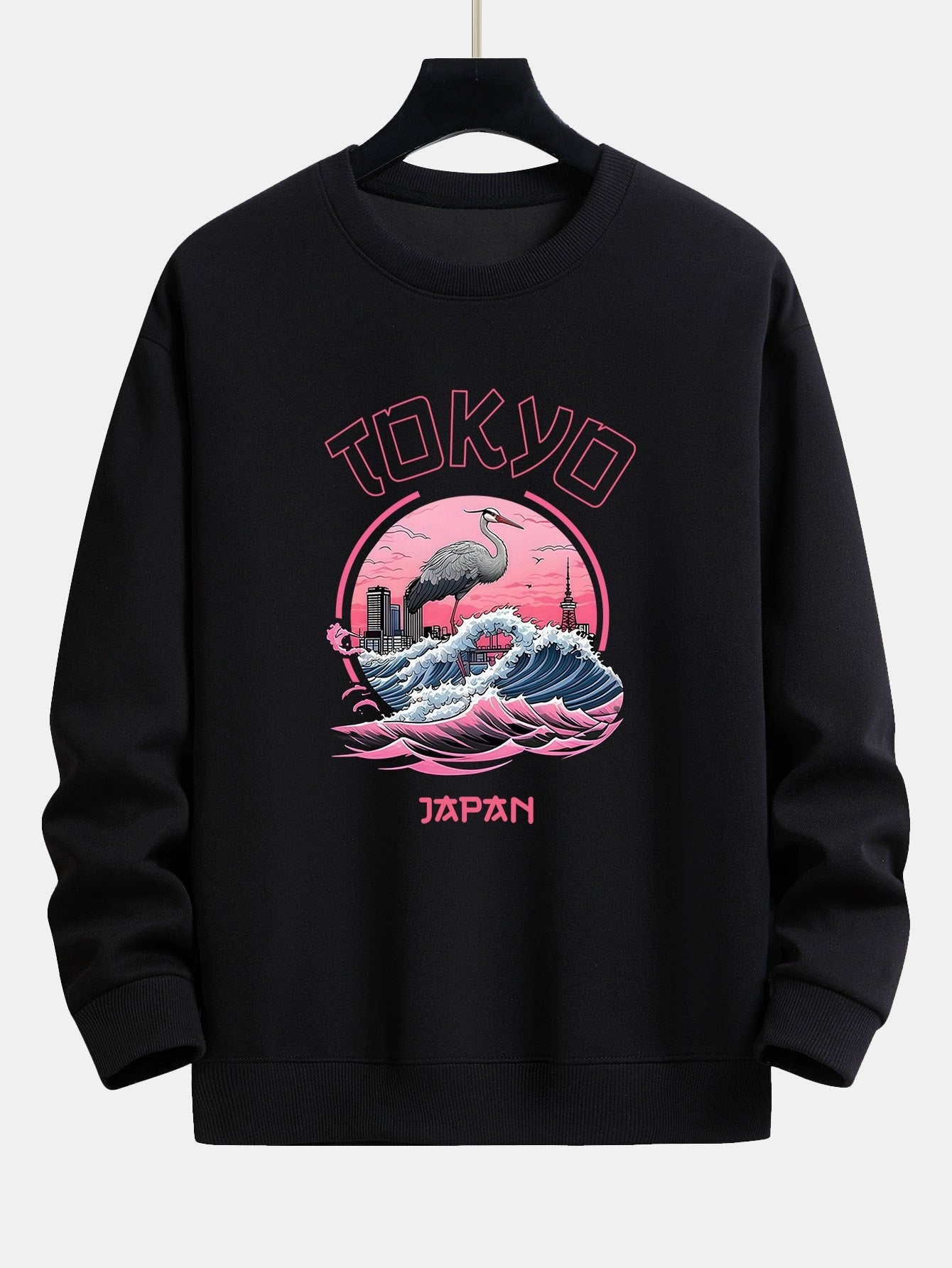 Leonard® | Tokyo Wave Crane Bird Print Relax Fit Sweatshirt