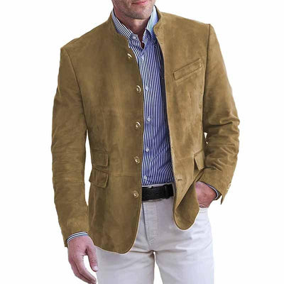 Men's Retro Stand Collar Single Breasted SliFitlti-pocket Blazer