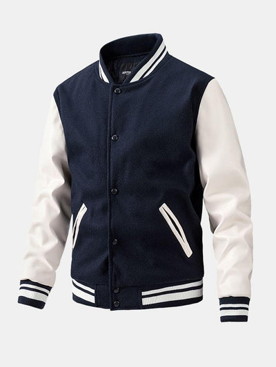 Grayson | Contrast Wool Look PU Baseball Jacket