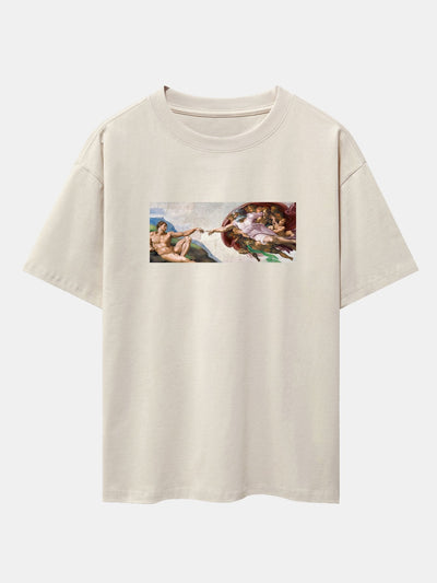 Jimmy® | The Creation Of Adam Print Drop Shoulder Oversize T-Shirt
