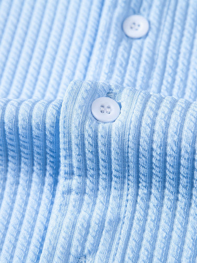 Adalgiso® | Muscle Fit Ribbed Stand Collar Shirt & Shorts
