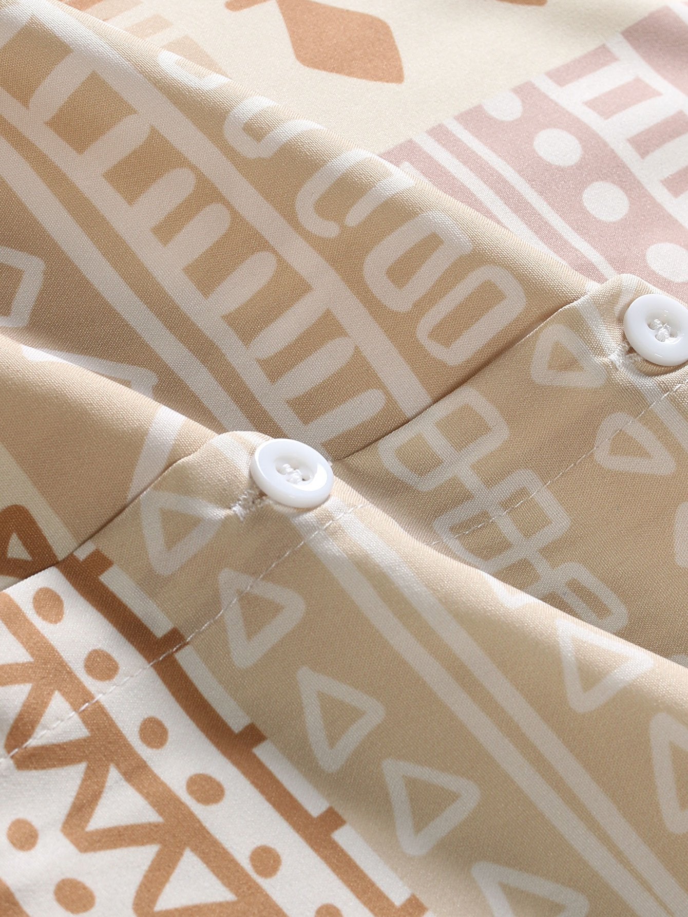 Laurence® | Tribal Geometric Patchwork Print Button Up Shirt