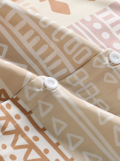 Laurence® | Tribal Geometric Patchwork Print Button Up Shirt