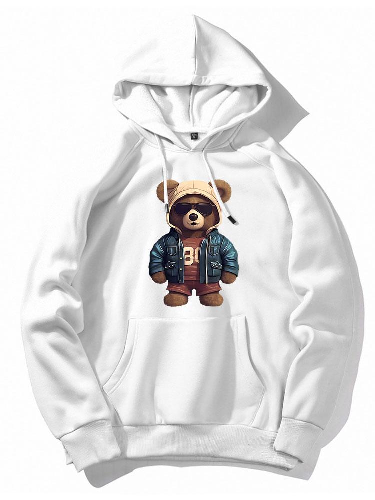 Benedict | Bear In Leather Jacket Print Hoodie