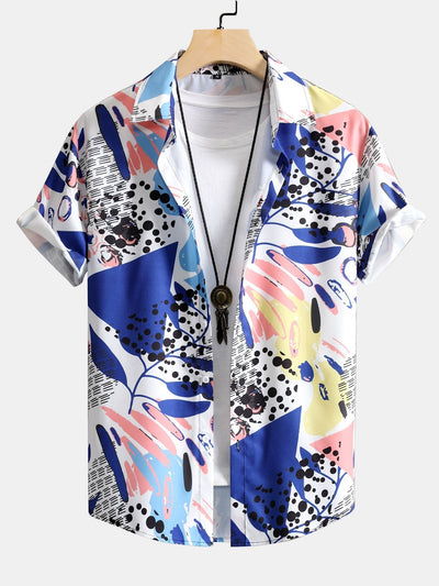 Aronn® | Geometric Leaf Print Button Up Shirt
