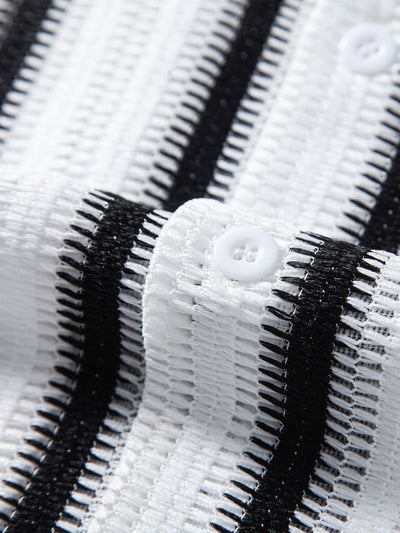 Atef® | Striped Cutout Cuban Shirt