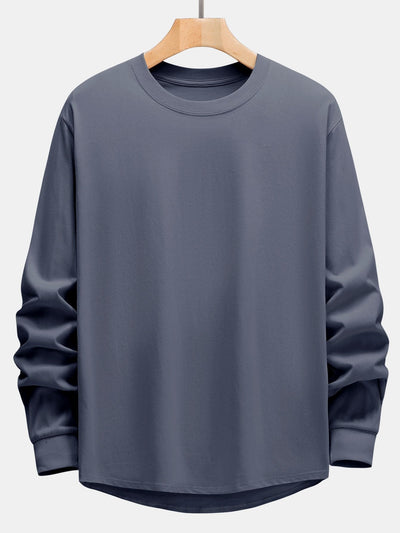 Adeimantos® | 3 Pieces Basic Long Sleeve Heavy Weight Arc Hem T-Shirts