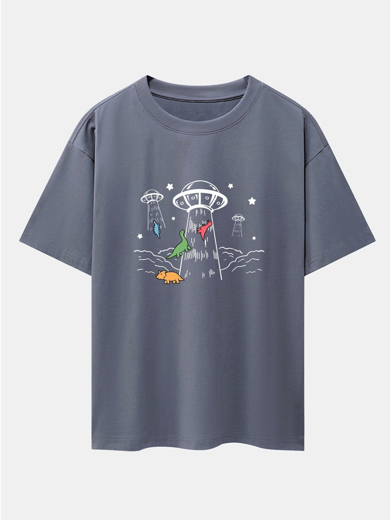 Xavier® | Ufo Take Away Dinosaurs Print Drop Shoulder Oversize T-Shirt