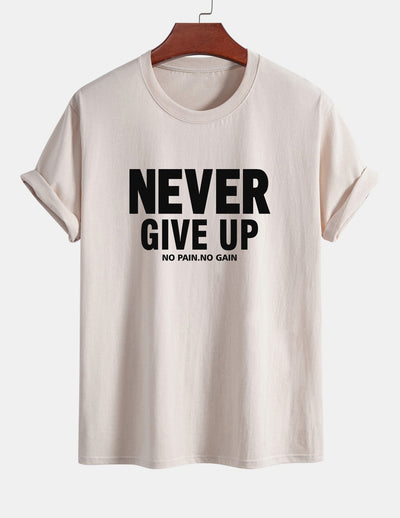 Ubaldo® | Never Give Up Print Cotton T-Shirt