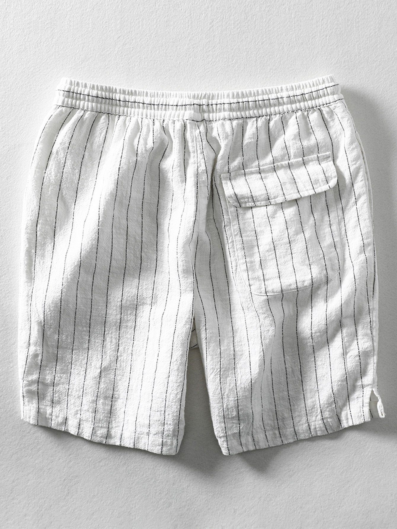 Job® | Linen Cotton Blend Drawstring Striped Shorts