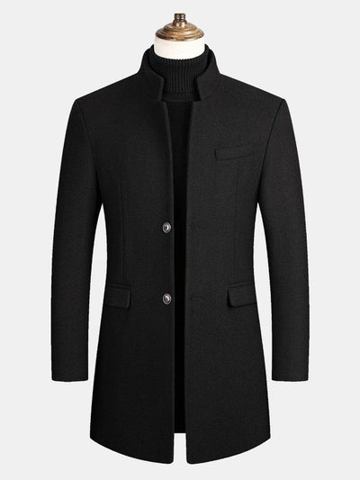 Logan | Stand Collar Woolen Overcoat
