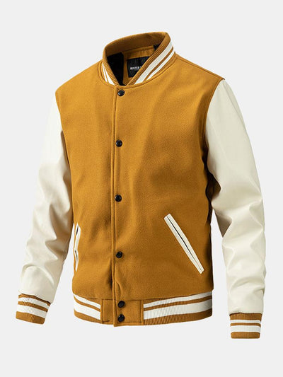 Grayson | Contrast Wool Look PU Baseball Jacket