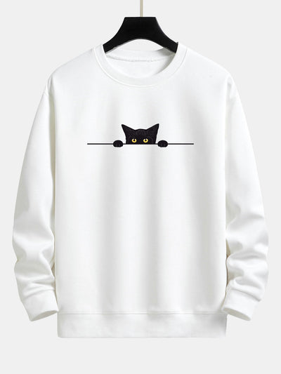 Connor® | Black Cat Print Relax Fit Sweatshirt