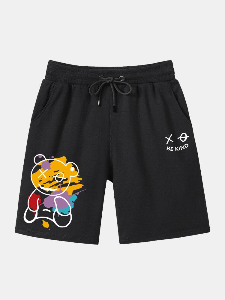Badawy® | Graffiti Bear Print Man Mid Length Shorts