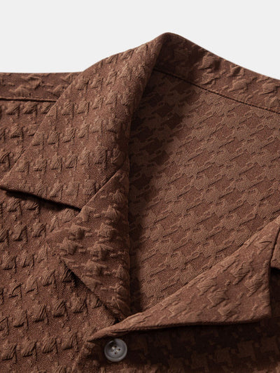 Aethelred® | Houndstooth Jacquard Cuban Shirt & Straight Leg Linen Pants