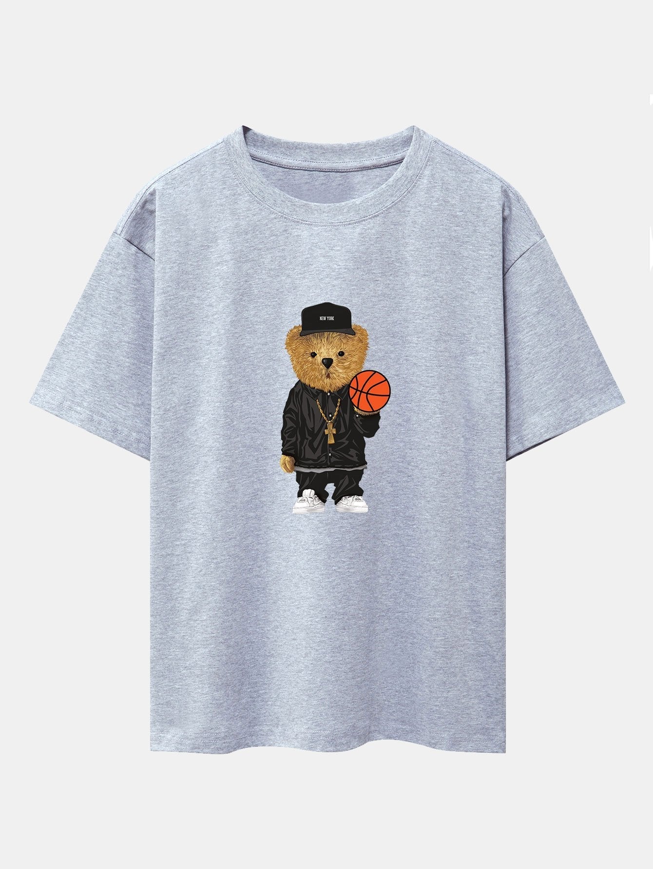 Brian® | Basketball Bear Print Drop Shoulder Oversize T-Shirt
