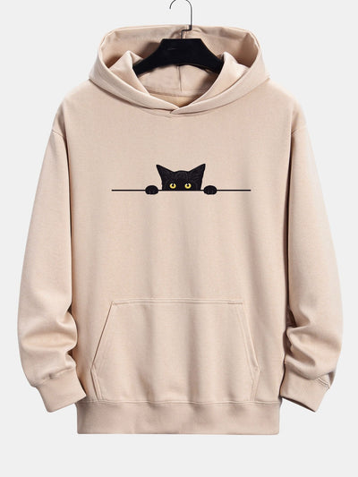 Jax | Black Cat Print Relax Fit Hoodie