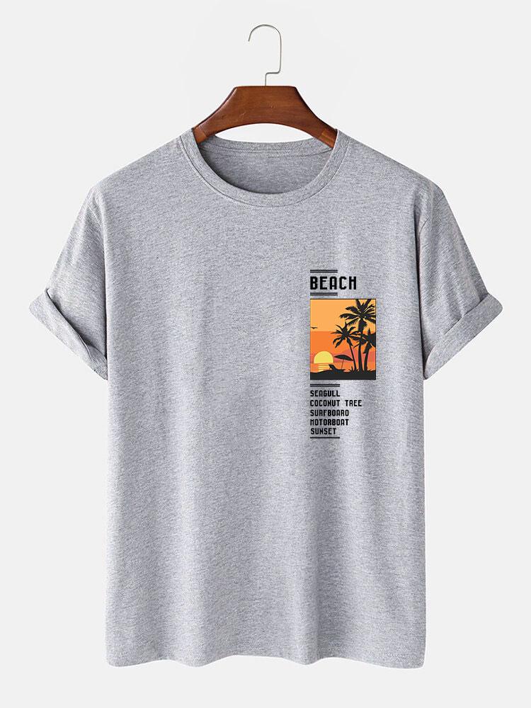 Alban® | Beach Scenery Slogan Print T-Shirt