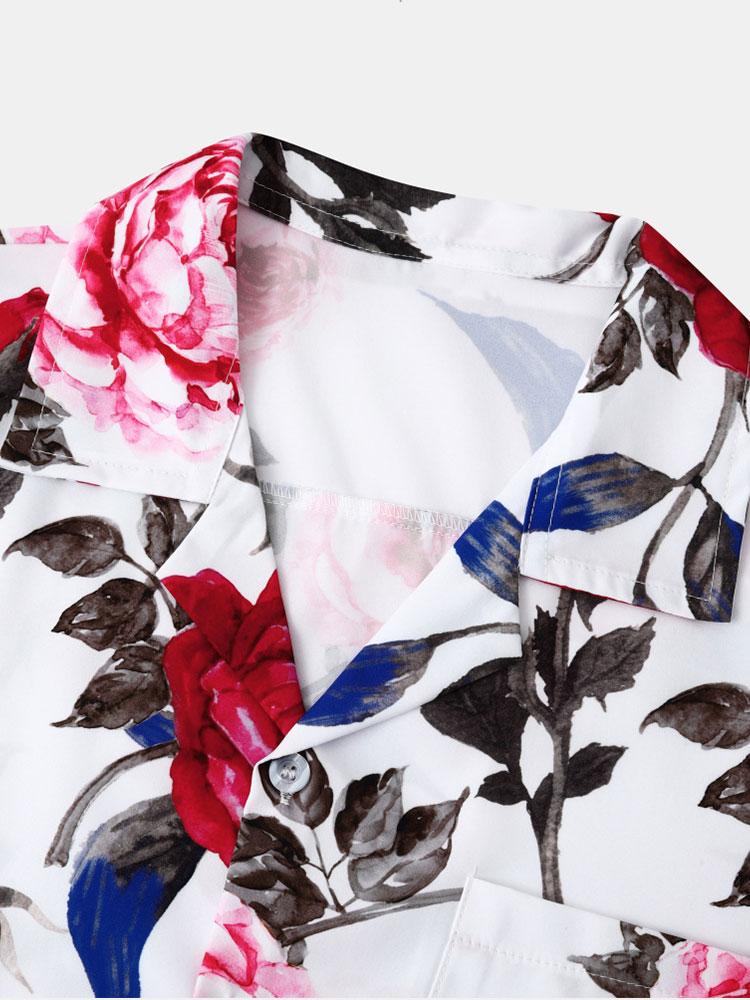 Alfredo® | Red Rose Print Revere Shirt