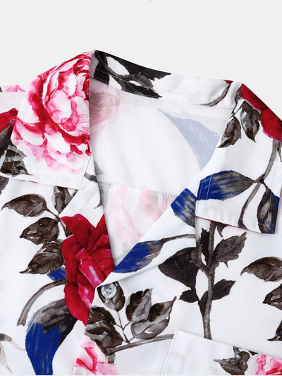 Alfredo® | Red Rose Print Revere Shirt