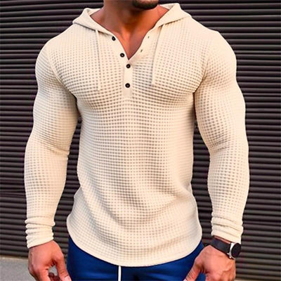 Beston® | Men's Solid Waffle Long Sleeve Casual Hoodie 80077688Z