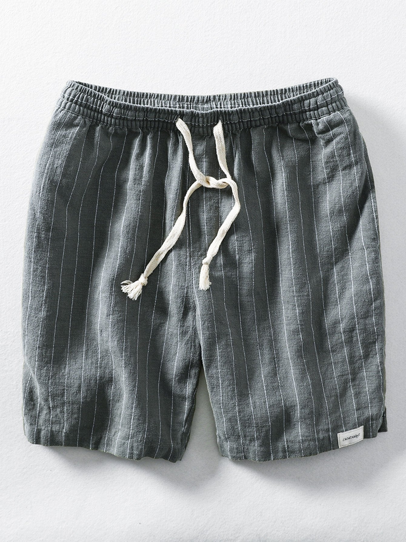 Barath® | Linen Cotton Blend Drawstring Striped Shorts