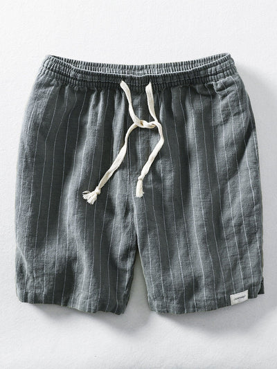 Barath® | Linen Cotton Blend Drawstring Striped Shorts