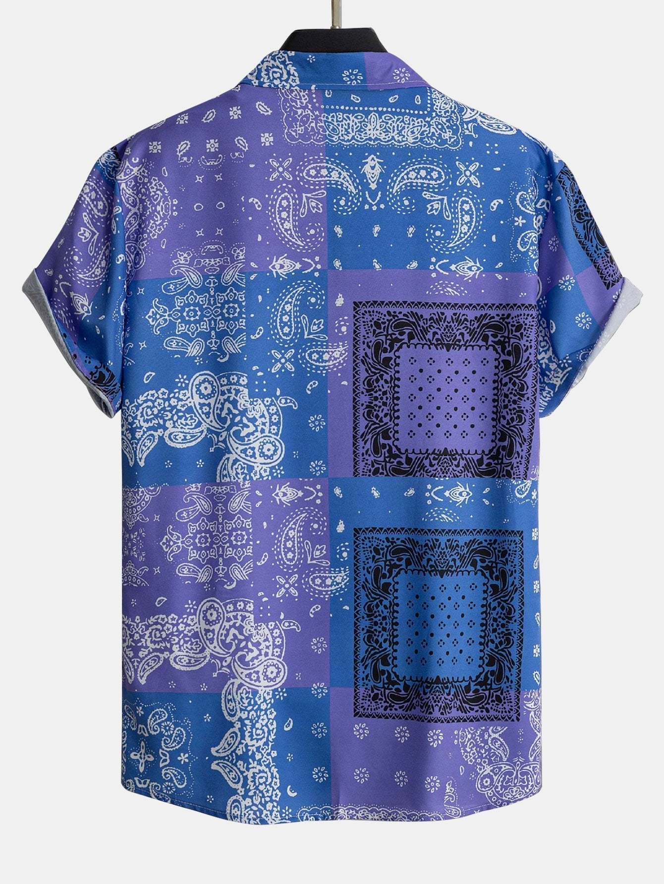 Asaph® | Paisley Bandana Print Button Up Shirt Random Pattern Design