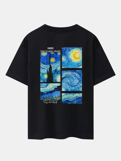 Hugh® | The Starry Night Back Print Drop Shoulder Oversize T-Shirt