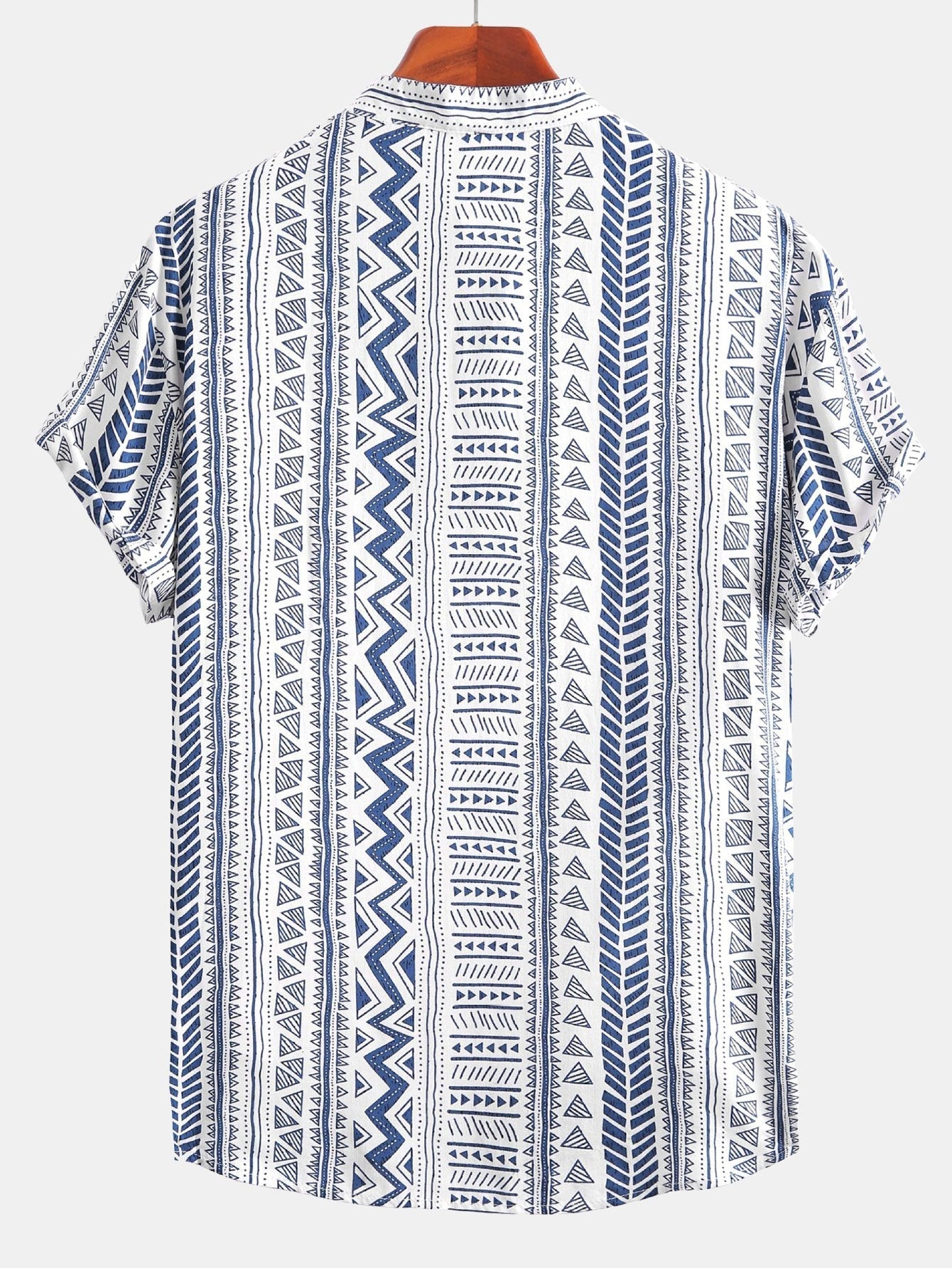 Aram® | Tribal Geometric Print Half Placket Henley Collar Shirt