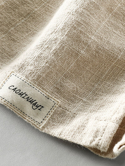 Barath® | Linen Cotton Blend Drawstring Striped Shorts