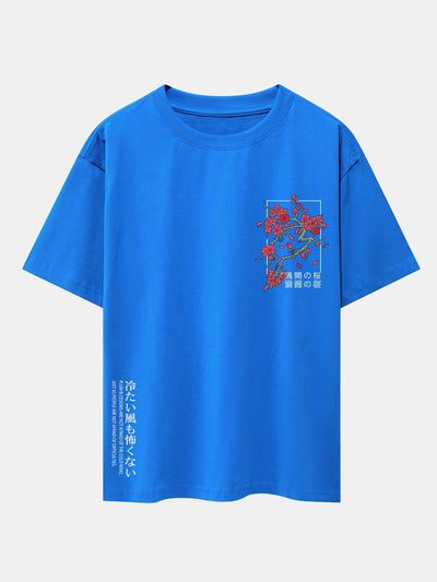 Joey® | Cherry Blossom Slogan Print Drop Shoulder Oversize T-Shirt
