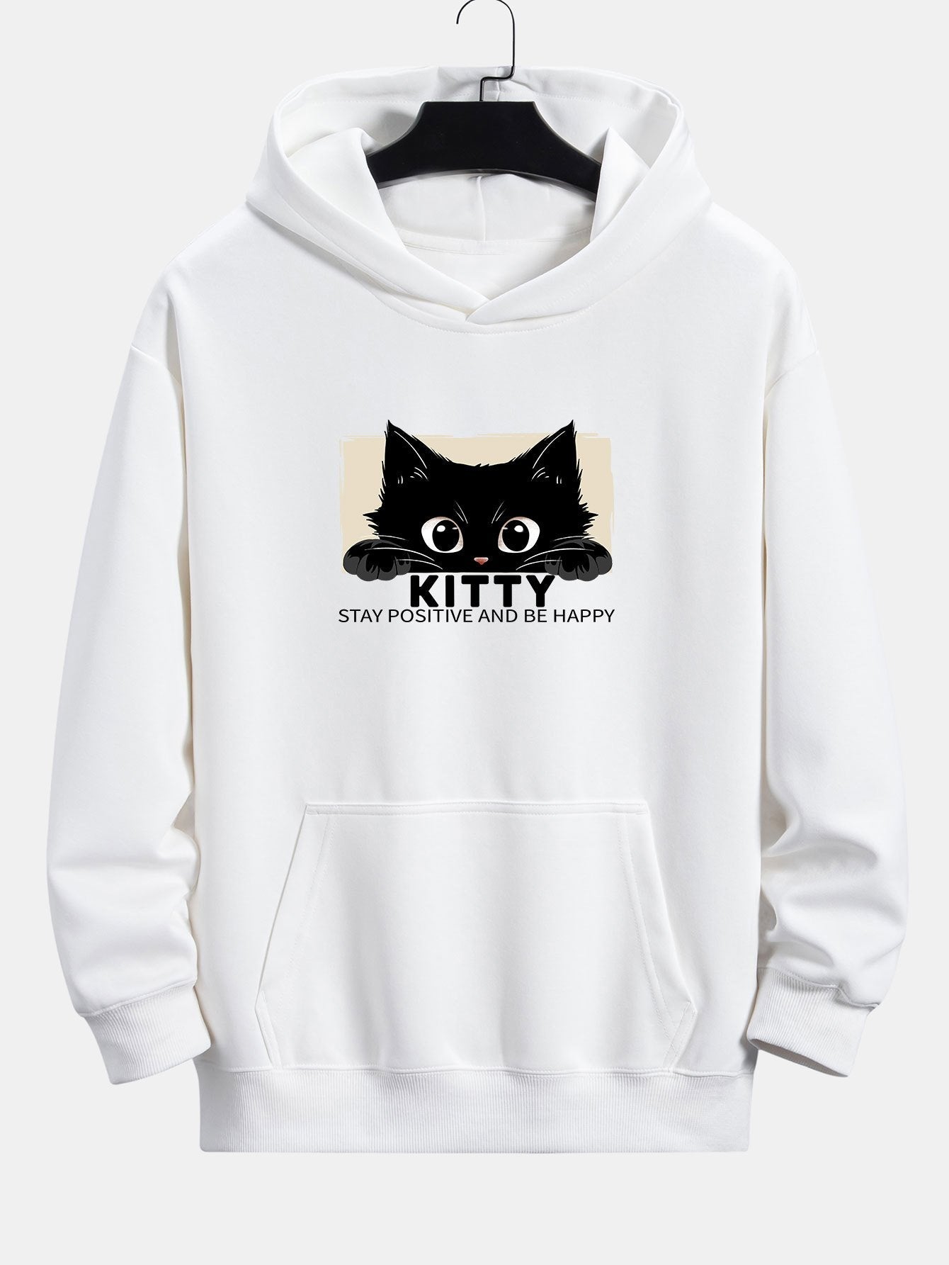 Nigel | Black Cat Print Relax Fit Hoodie