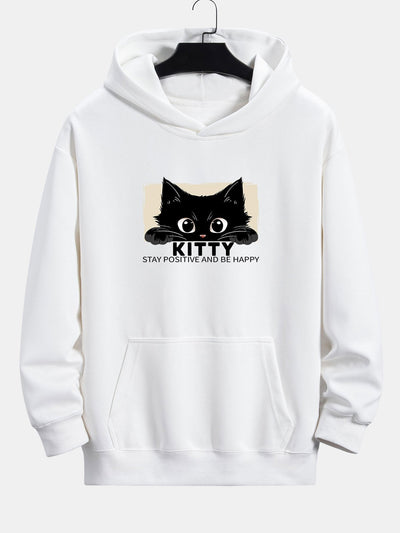 Nigel | Black Cat Print Relax Fit Hoodie