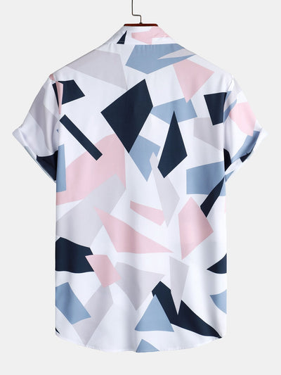 Alessander® | Geometric Print Button Up Shirt With Pocket