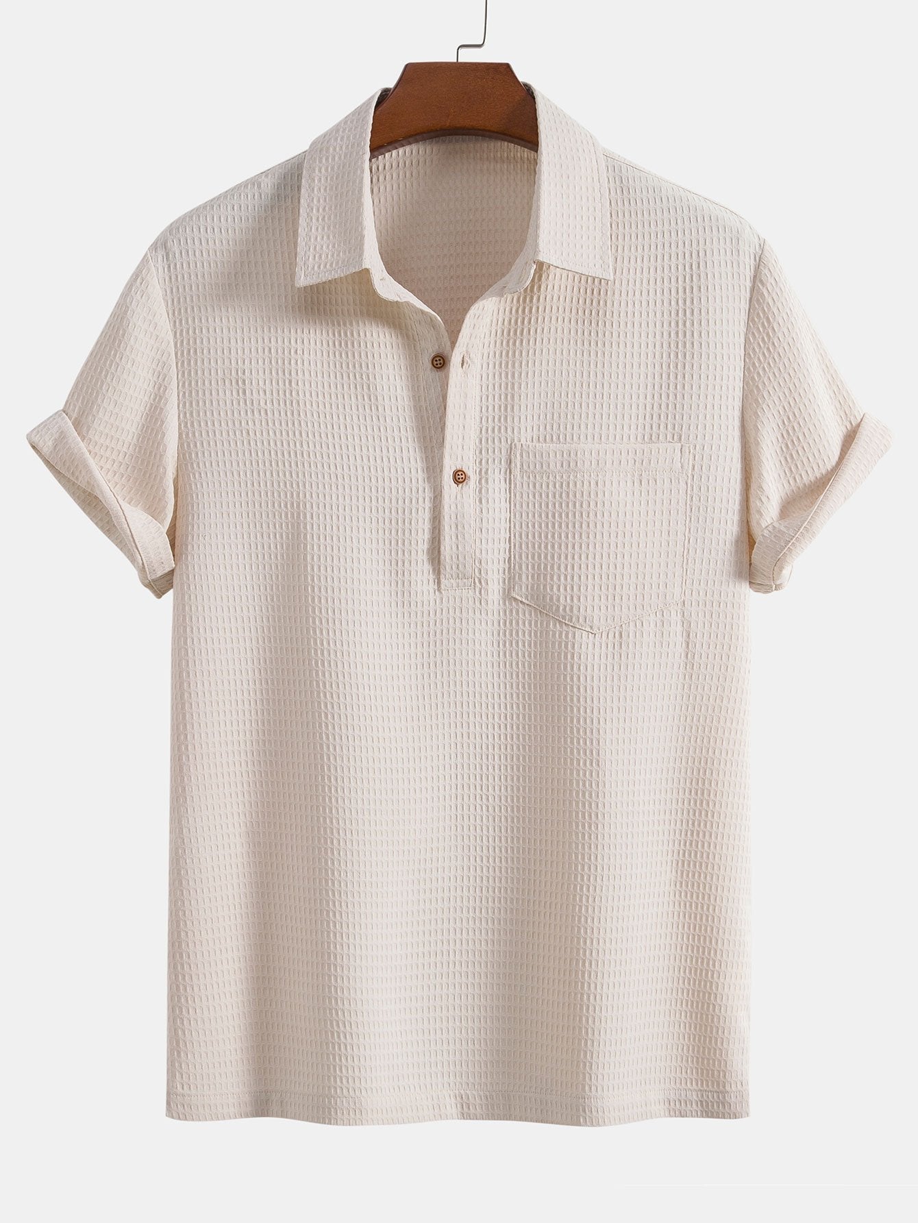 Orestes® | Waffle Polo Collar Shirt With Pocket & Waffle Shorts