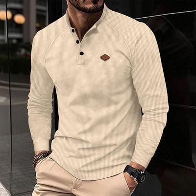 Alceo® | Men's Casual Waffle Henley Collar Raglan Long Sleeve T-Shirt 51518862Y