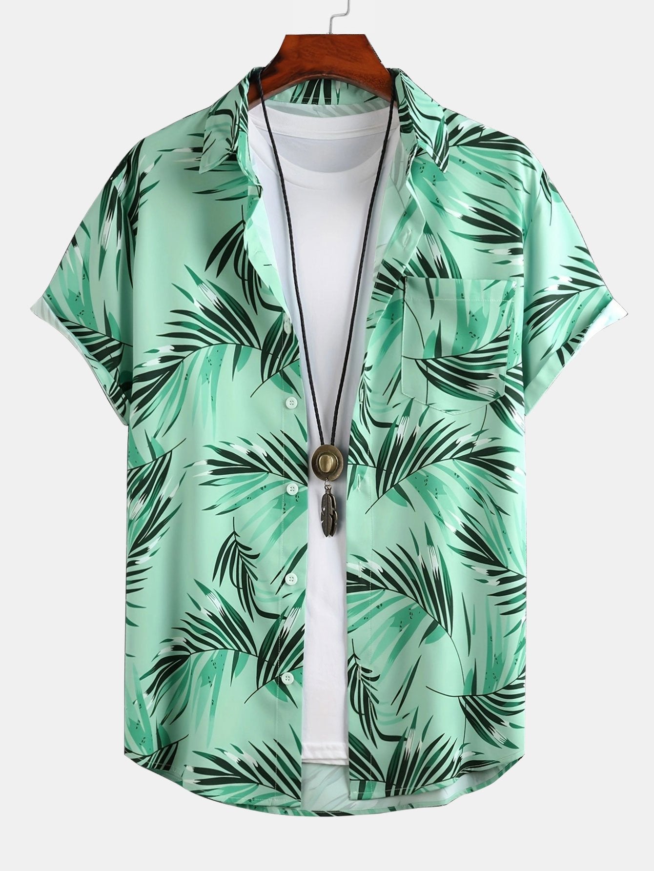 Alured® | Leaf Print Button Up Shirt
