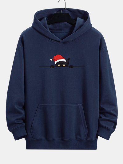 Lawrence | Christmas Black Cat Print Relax Fit Hoodie