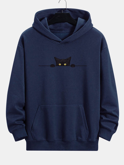 Jax | Black Cat Print Relax Fit Hoodie