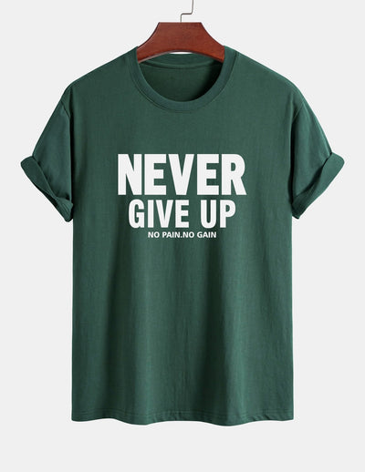 Ubaldo® | Never Give Up Print Cotton T-Shirt
