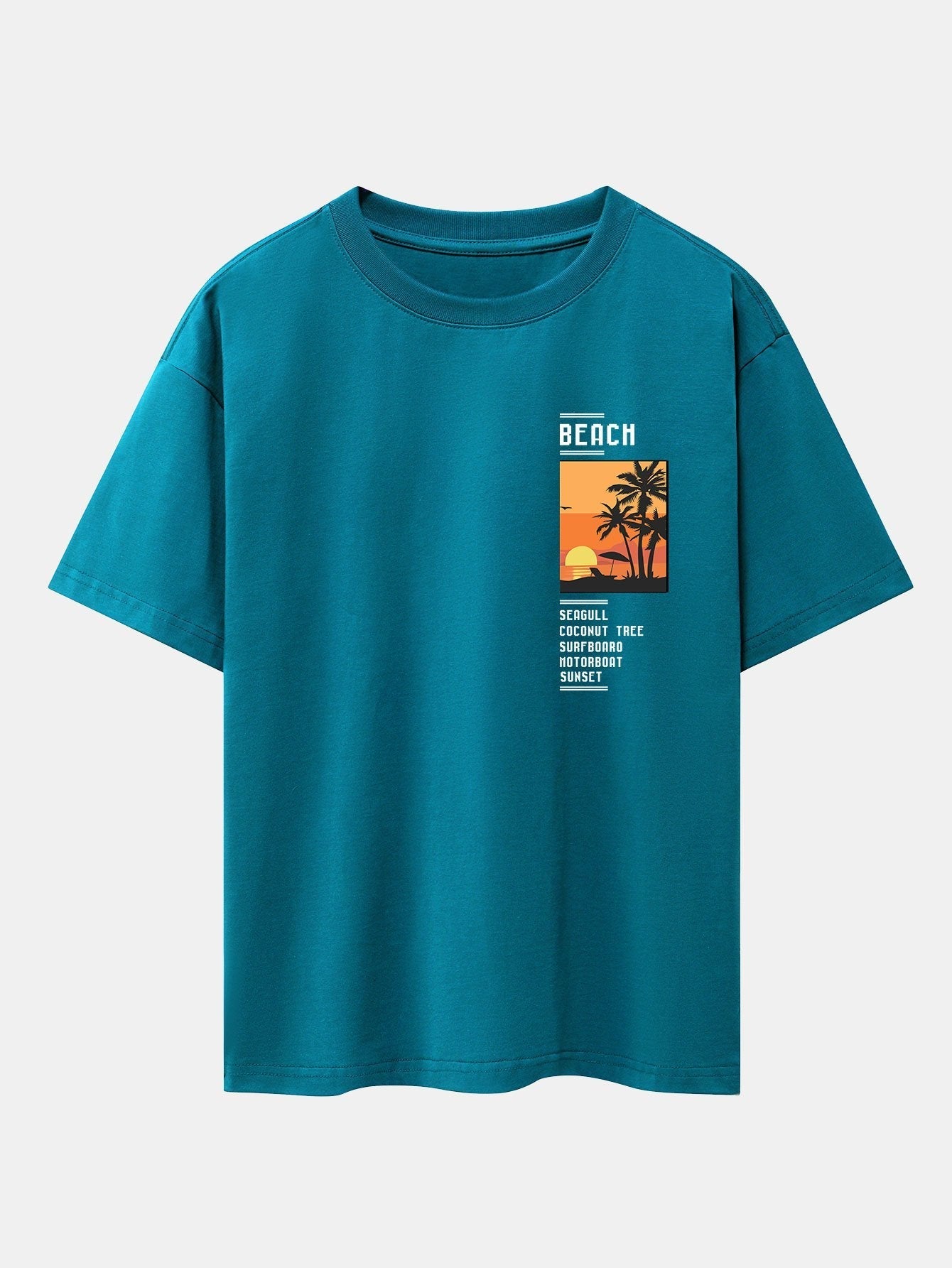 Aldo® | Beach Scenery Slogan Print Drop Shoulder Oversize T-Shirt