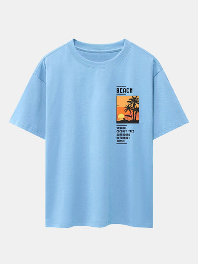 Aldo® | Beach Scenery Slogan Print Drop Shoulder Oversize T-Shirt