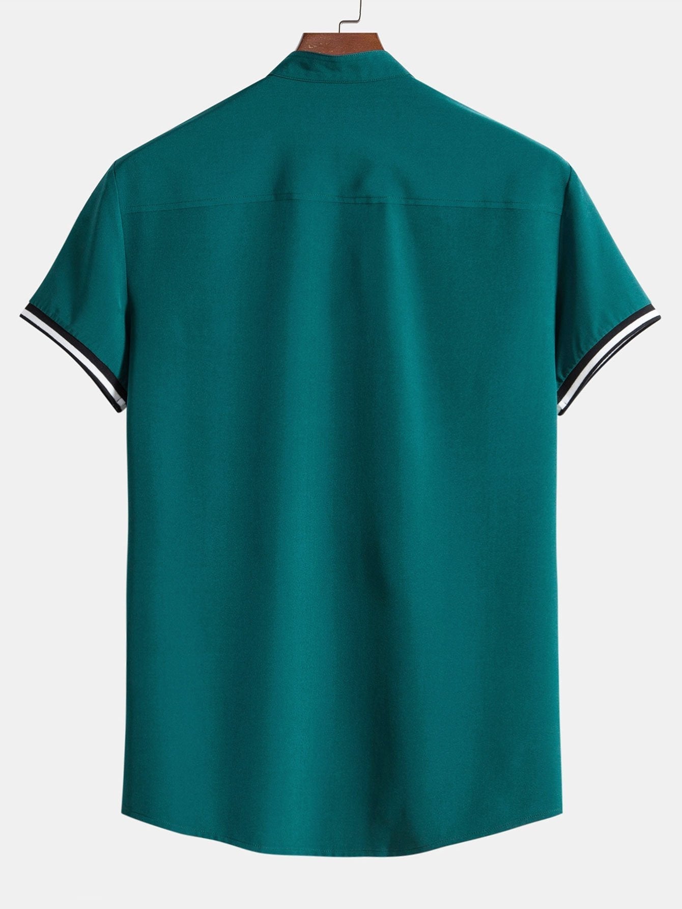 Arvid® | Muscle Fit Stripe Threaded Cuff Stand Collar Shirt