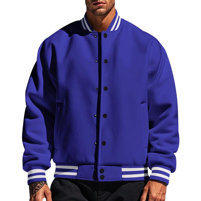 Men's Casal Stand Collar Fleece Sports Baseball Jacket