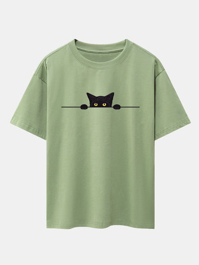 Felix® | Black Cat Print Drop Shoulder Oversize T-Shirt