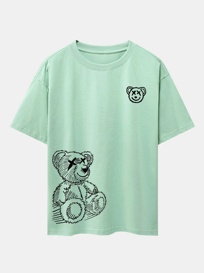 Héctor® | Cartoon Bear Print Drop Shoulder Oversize T-Shirt
