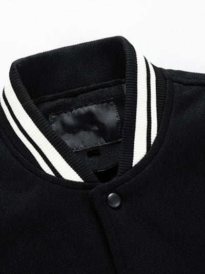 Grayson | Contrast Wool Look PU Baseball Jacket