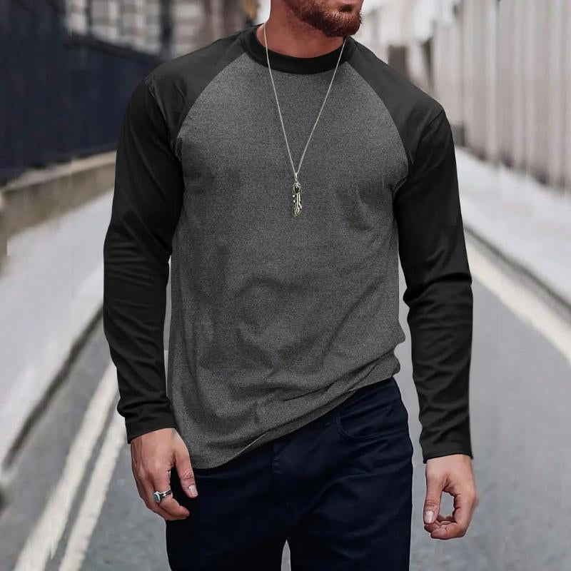 Men's Retro Casal Colorblock Rond Neck Long Sleeve T-Shirt