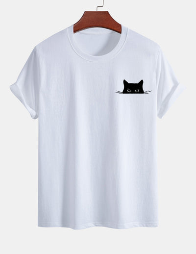 Ariel® | Black Cat Print Cotton T-Shirt